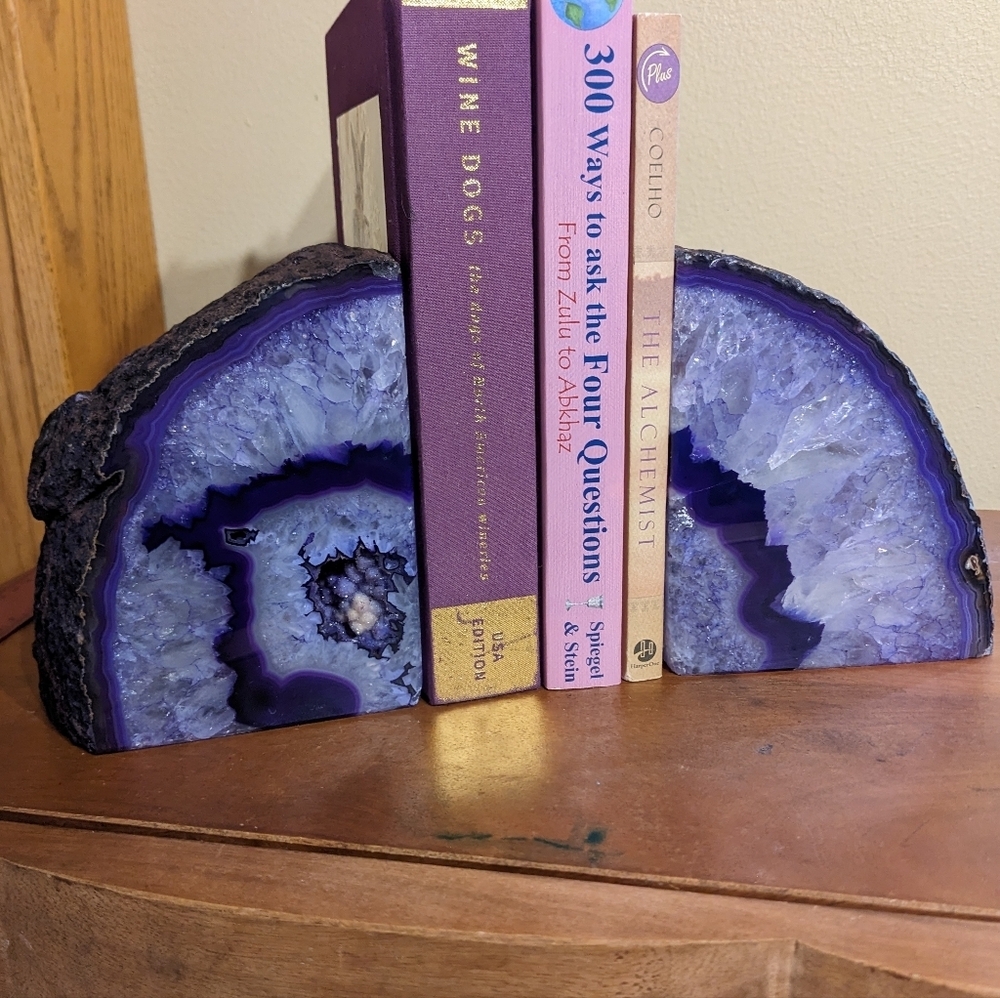 Purple Agate Geode Sections Bookends 2pcs, Large w/ Lots of Sparkly Druzy! - Picture 12 of 13